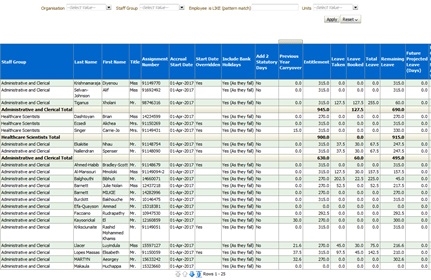 BI Report with entitlement balances